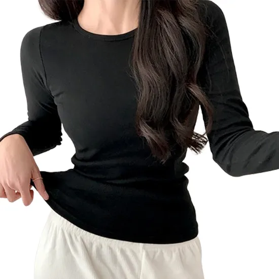 토스 여성 기본 소프트 슬림핏 긴팔 티셔츠