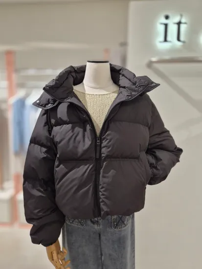 잇미샤 후드 집업 숏 구스다운 숏패딩