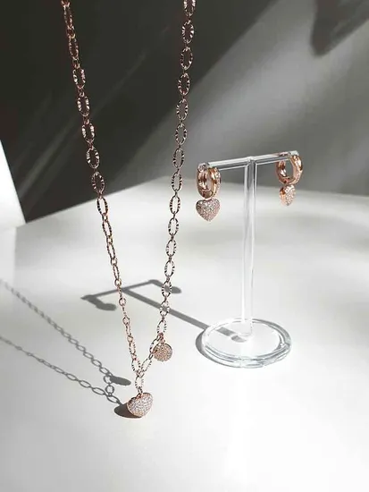 루브르파리 14K G.F 케이티 하트 귀걸이 목걸이 SET