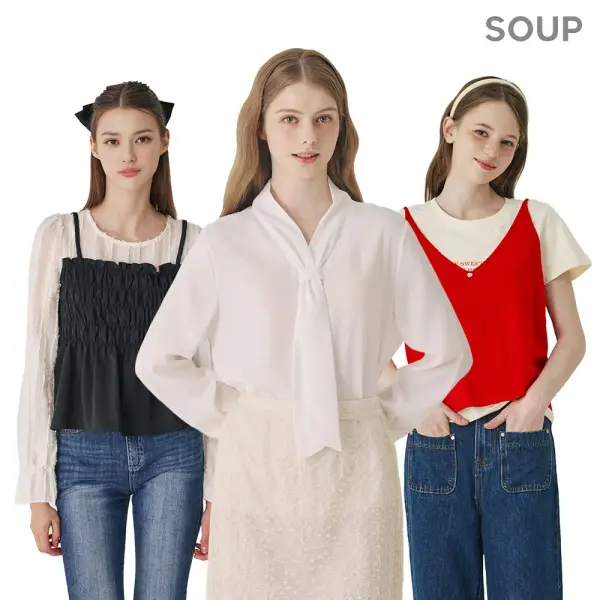 soup 칼라넥 페이크 포켓 니트