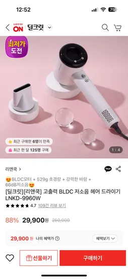 리앤쿡 고출력 BLDC 저소음 헤어 드라이기