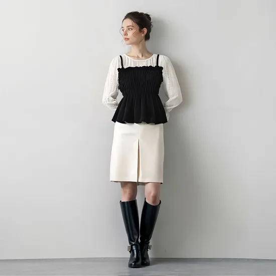 샐리 셔링뷔스티에 셔링블라우스