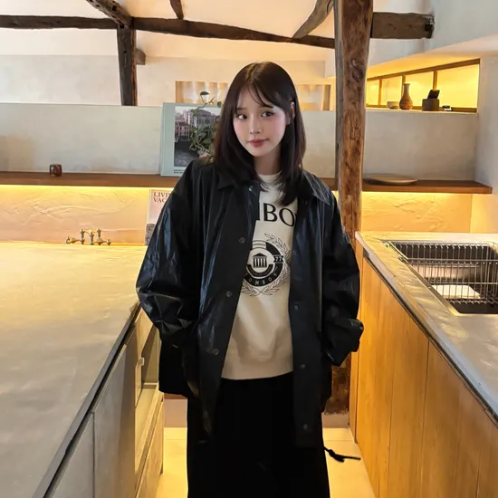 스튜디오 톰보이 신세틱 레더 하프자켓