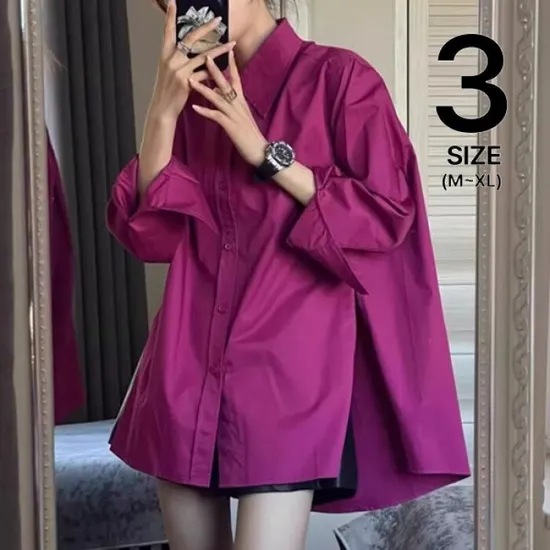 밑단 트임 긴팔 셔츠