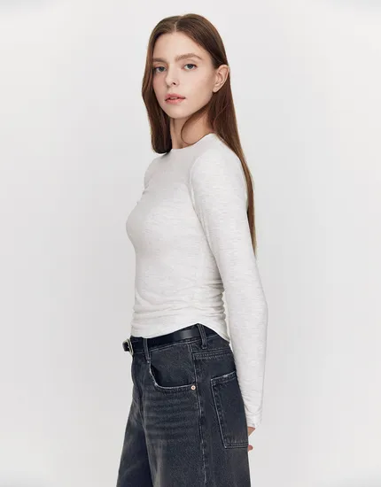 얇은 시어 레이어드 긴팔티