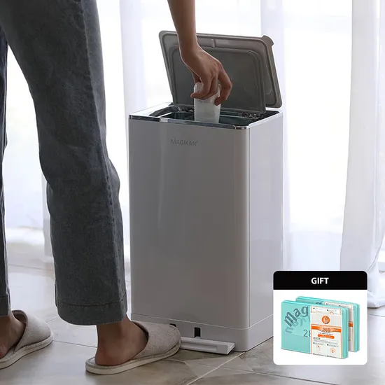 매직캔 히포 화이트크롬 27L 쓰레기통 2롤