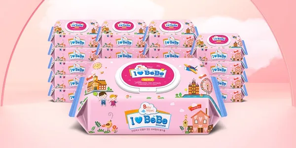 아이러브베베 아기물티슈 핑크 100매 20개