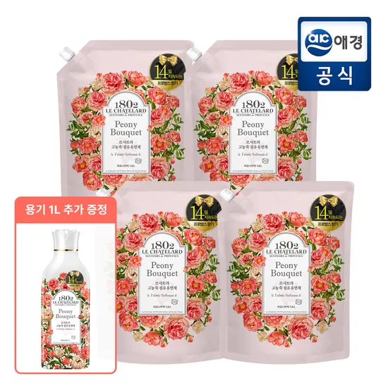르샤트라 고농축 섬유유연제 1.6L*4개 + 용기 1L 증정