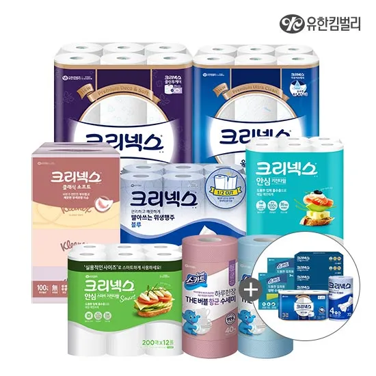 크리넥스 안심 스마트 키친타월 200매x12롤x3팩