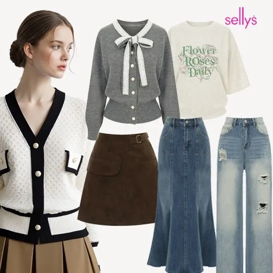 샐리 와플 금장띠 배색 가디건