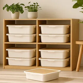 모모 팬트리 리빙박스 M사이즈 우드커버 1+1