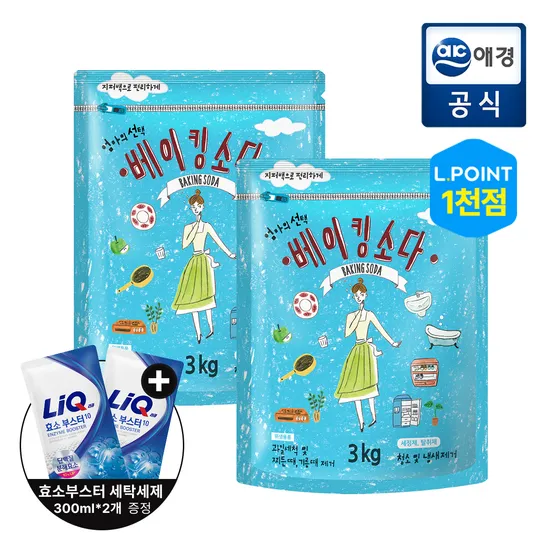 엄마의선택 베이킹소다 3kg 2개 세탁세제 600ml