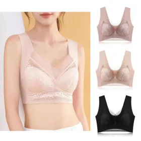 레이스 심리스 브라 3개입 (스킨, 블랙, 핑크) 유클