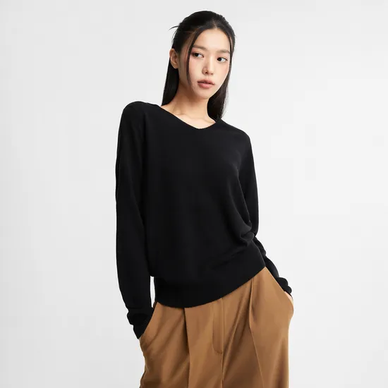 미쏘 에센셜 브이넥 베이직 풀오버 아이보리 스몰