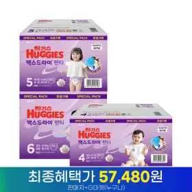 하기스 맥스드라이 팬티 84매x2박스 49,860원