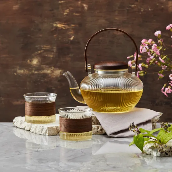 모던하우스 소울카페 우드홀더 다도세트 티팟 750ml 컵 2P 170ml