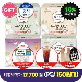 좋은느낌 유기농순면 18매x6팩+4매 22매x6팩