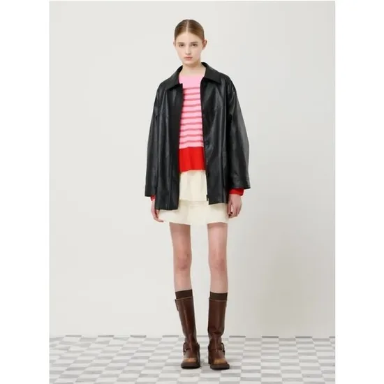 CC콜렉트 페이크 레더 벨티드 자켓