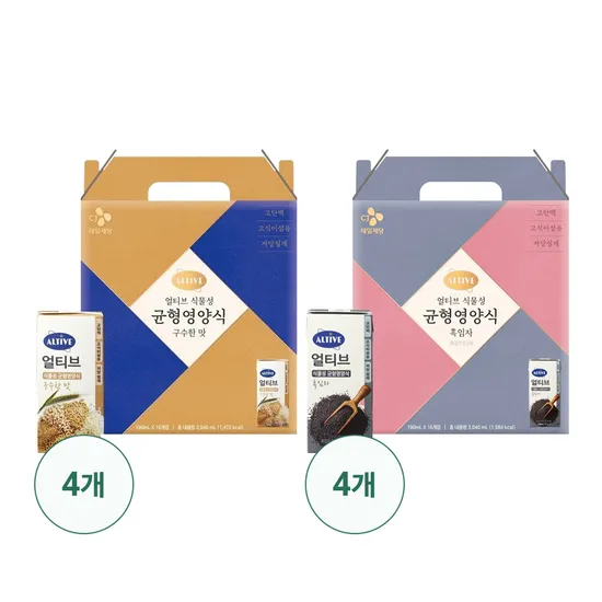 얼티브 균형영양식 구수한맛 4박스 흑임자 4박스 총 128팩