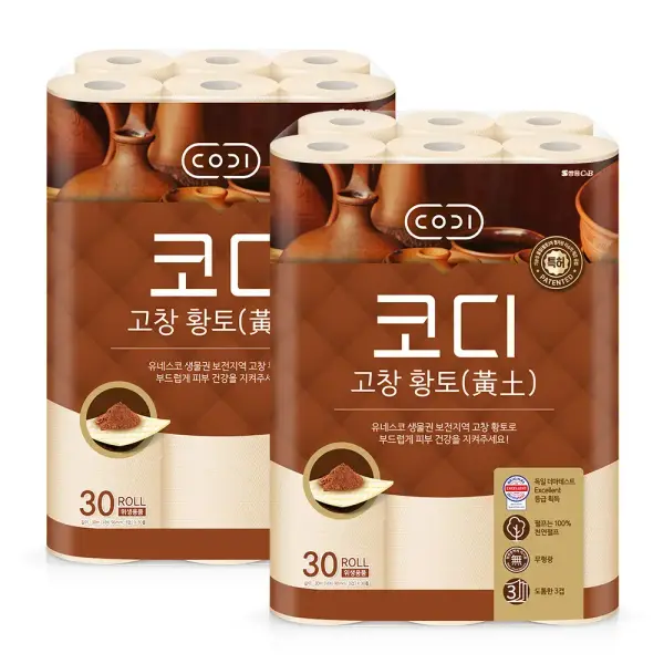 코디 고창 황토 롤화장지 30m 30롤 2개