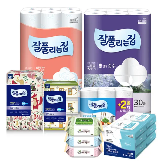 잘풀리는집 리얼실키 미용티슈 280매 3개입 4팩