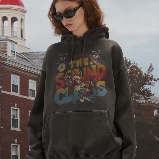 꼼파뇨 사운드 클라우드 피그먼트 후드티 스모크블랙