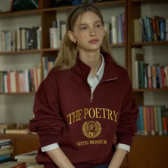 아워호프 스트라이프 로고 칼라 스웨트셔츠