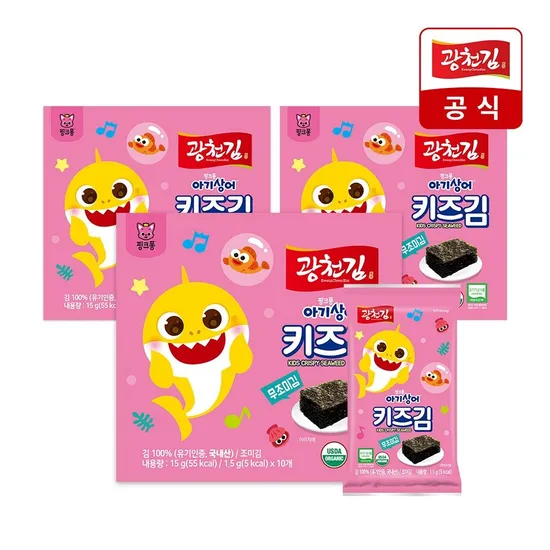 광천김 핑크퐁 키즈 무조미 미니 도시락김 2g 30봉