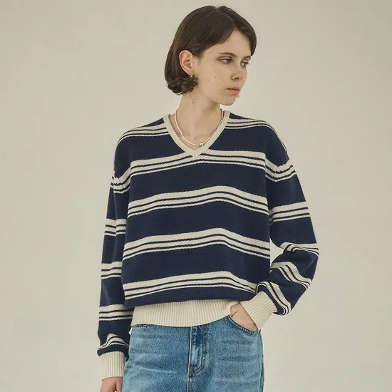 울 스트라이프 니트