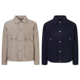 지이크 럭셔리 울 블렌디드 포켓 카라 블루종