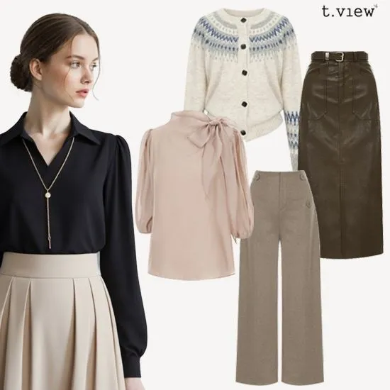 벨트 레더스커트 세트