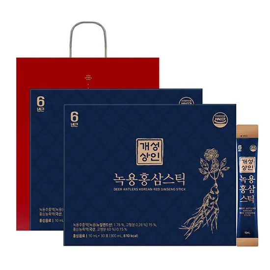개성상인 녹용홍삼스틱 30포 쇼핑백 2개