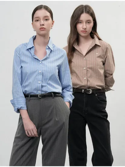 제너럴아이이디어 스트라이프 리벳 셔츠 2종