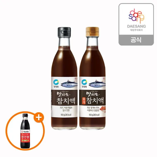 청정원 맛선생 참치액/꽃게참치액 950g 2종 간장 500ml 12개
