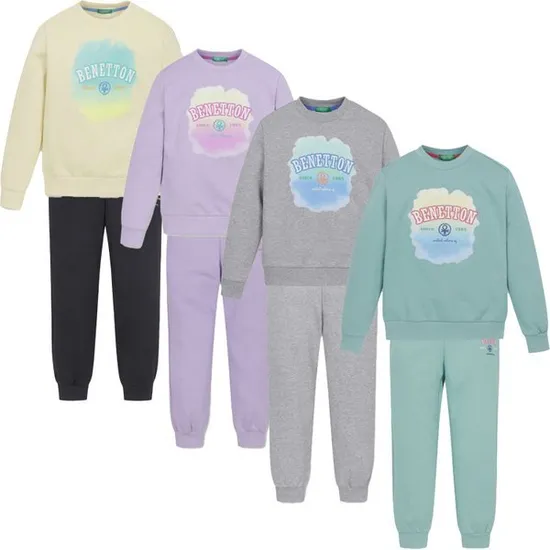 베네통키즈 프린팅 포인트 맨투맨 세트