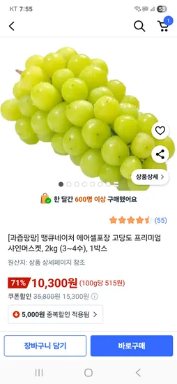 프리미엄 샤인머스켓 4수 2kg