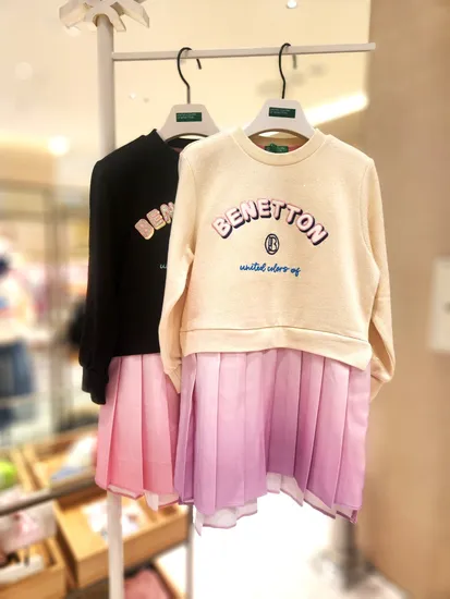 베네통키즈 그라데이션 플리츠 원피스