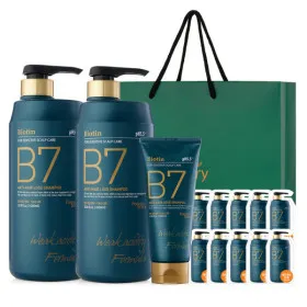 B7 약산성 탈모 샴푸 선물세트 1000ml 2개 200ml 10매