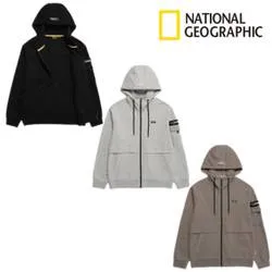 내셔널 지오그래픽 공용 소매포켓 후드집업