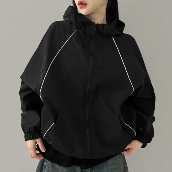 오버핏 스트링 후드 바람막이 2가지 버전