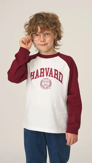 하버드키즈 피케 긴팔 카라 티셔츠