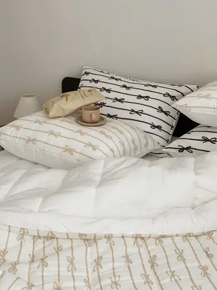 쉐어룸 리본 소프트 모달 차렵침구 베이지 S Q K