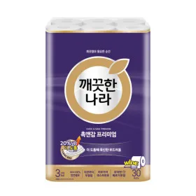 깨끗한나라 촉앤감케어 와이드 프리미엄 30m 30롤