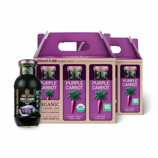 조지아스내추럴 유기농 자색당근 착즙주스 200ml 12개