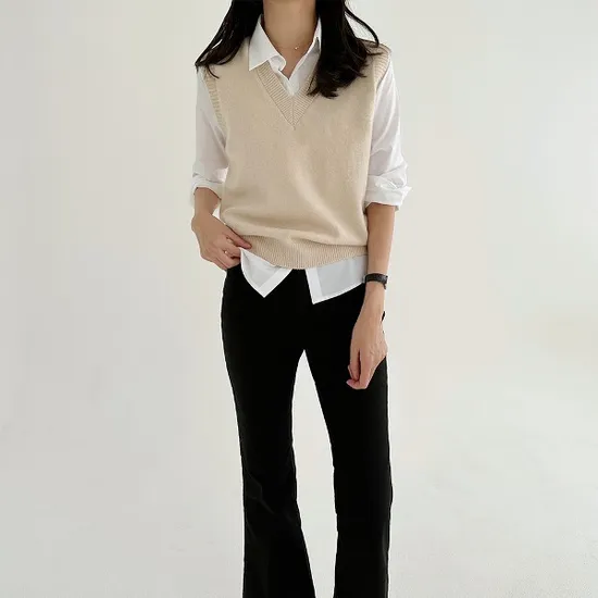 포근 브이넥 니트 베스트 조끼