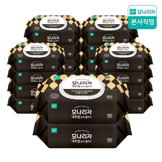 모나리자 물티슈 내추럴 순수 플러스 캡형 100매 20팩