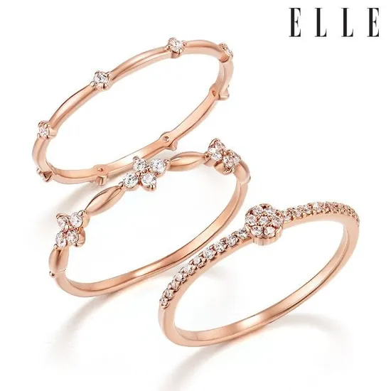 엘르 플라워 레이어드 링 3종 세트