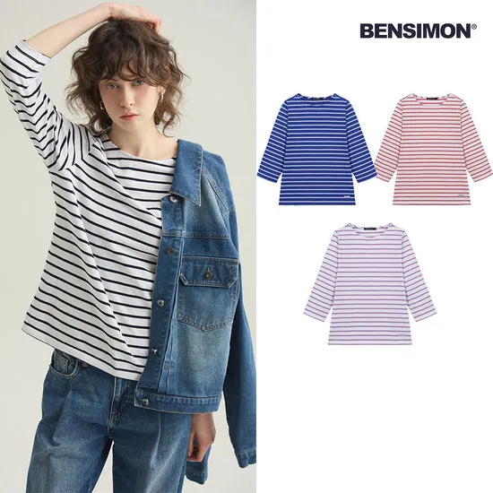 벤시몽 간절기 스트라이프 7부 티셔츠 4종 택1