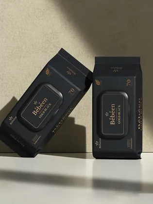베베앙 82gsm 골드블랙 아기 물티슈 캡형 70매 10팩