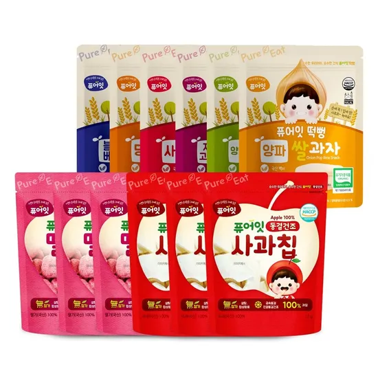 퓨어잇 떡뻥 쌀과자 사과칩 딸기칩 총12봉